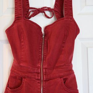 Free People CRVY 2nd Ave One Piece - RED, size 0